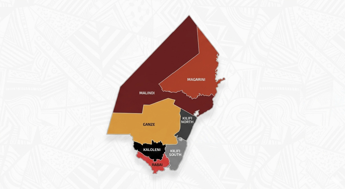 Kilifi County map with seven sub-county cultural centres
